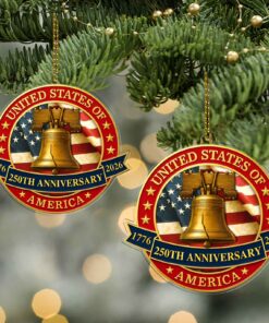 Alternative view of 250 Years of America Acrylic Ornament | Liberty Bell 250th Anniversary 1776-2026 | Patriotic 4th of July Ornament