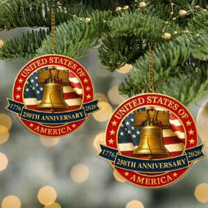 Alternative view of 250 Years of America Acrylic Ornament | Liberty Bell 250th Anniversary 1776â€“2026 | Patriotic 4th of July Ornament 683062