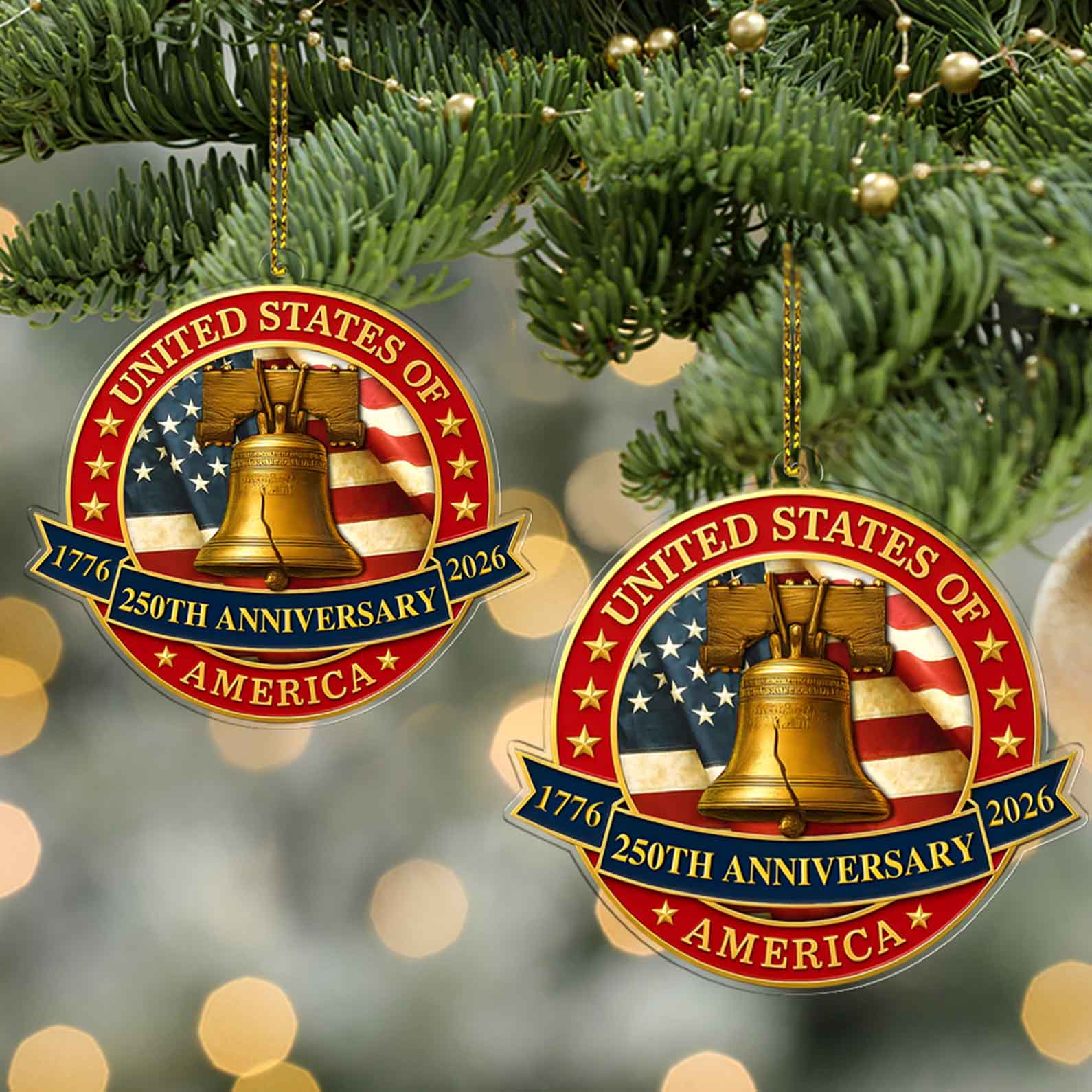 250 Years of America Acrylic Ornament | Liberty Bell 250th Anniversary 1776–2026 | Patriotic 4th of July Ornament 683062 - Image 2
