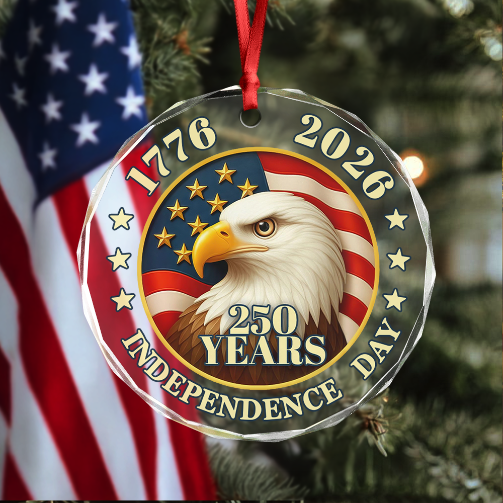 250 years of America American Independence Day Glass Ornament HA75 897120 - Image 3