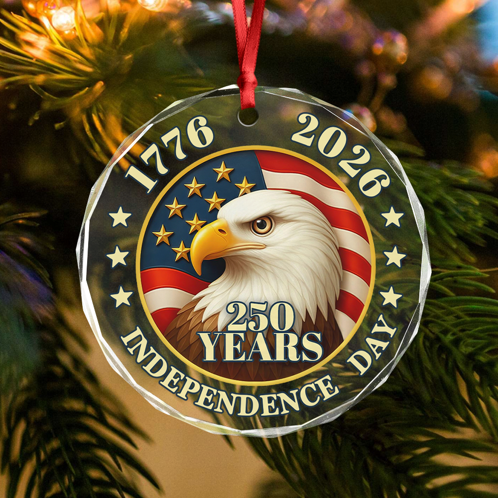 250 years of America American Independence Day Glass Ornament HA75 897120 - Image 5