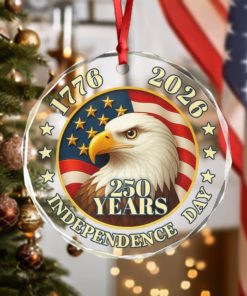 250 years of America American Independence Day Glass Ornament