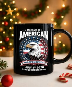 Alternative view of 250 Years of America Anniversary Independence Day 2026 Black Mug