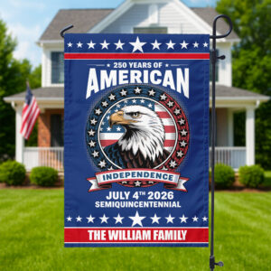 Alternative view of 250 Years of America Anniversary Independence Day 2026 Custom Family Name Garden Flag CH07 896970
