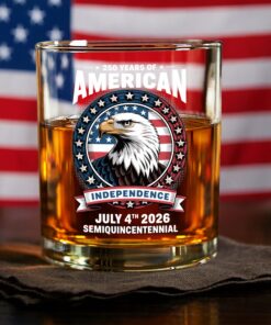 250 Years of America Anniversary Independence Day 2026 Whiskey Glass