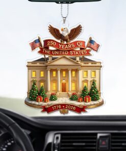 250 Years of America Car Ornament | 250th Anniversary 1776-2026 Ornament | Patriotic 4th of July Ornament