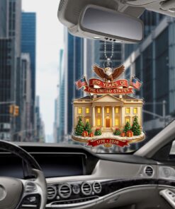 Alternative view of 250 Years of America Car Ornament | 250th Anniversary 1776-2026 Ornament | Patriotic 4th of July Ornament