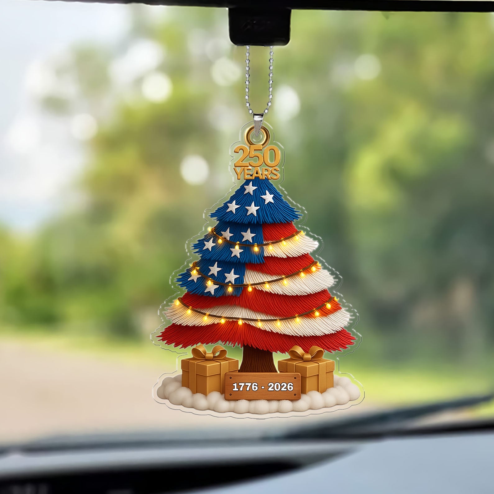 250 Years of America Car Ornament | 250th Anniversary 1776-2026 Ornament | Patriotic 4th of July Ornament 683593 - Image 3