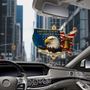Alternative view of 250 Years of America Car Ornament | 250th Anniversary 1776-2026 Ornament | Patriotic 4th of July Ornament 683611