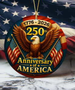 250 years of America Eagle & Flag 2D Ceramic Ornament