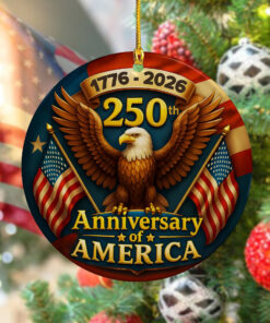 Alternative view of 250 years of America Eagle & Flag 2D Ceramic Ornament