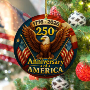 Alternative view of 250 years of America Eagle & Flag 2D Ceramic Ornament HO82 900348