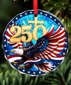 250 Years Of America Eagle Glass Ornament | America 250 Anniversary | Happy 250th Birthday USA | Patriotic 4th Of July Glass Ornament For Christmas Decor