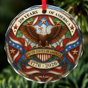250 Years of America Glass Ornament | 250th Anniversary Ornament | Celebrate 250th Years United States of America Ornament 683328
