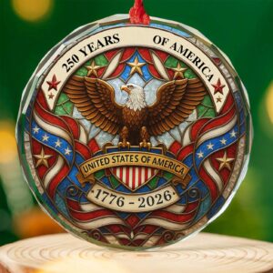 Alternative view of 250 Years of America Glass Ornament | 250th Anniversary Ornament | Celebrate 250th Years United States of America Ornament 683328