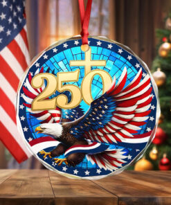 Alternative view of 250 Years Of America Glass Ornament American Independence Day