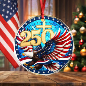 Alternative view of 250 Years Of America Glass Ornament American Independence Day HA75 897808