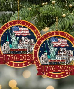 Alternative view of 250 Years of America Ornament | America 250 Patriotic Christmas Tree Ornament | 250 Year Anniversary Independence Day Gift