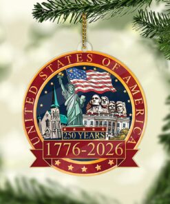 250 Years of America Ornament | America 250 Patriotic Christmas Tree Ornament | 250 Year Anniversary Independence Day Gift