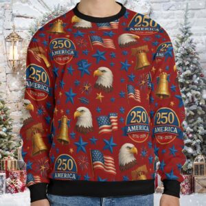 Alternative view of 250 Years of America Ugly Sweater, 250 Years Anniversary Christmas All-Over-Printed Sweatshirt 683442