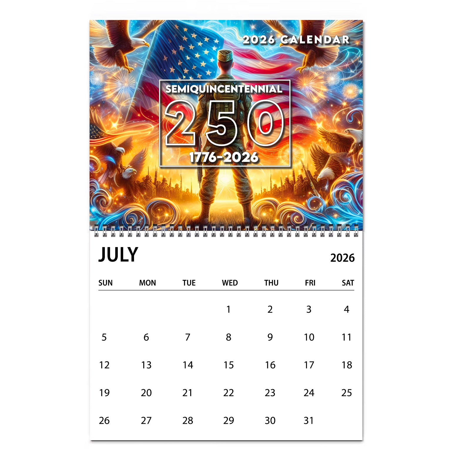 250 Years of America Wall Calendar | 250 Years of Freedom Anniversary | Celebrate 250th Birthday of USA Gift 683216 - Image 4