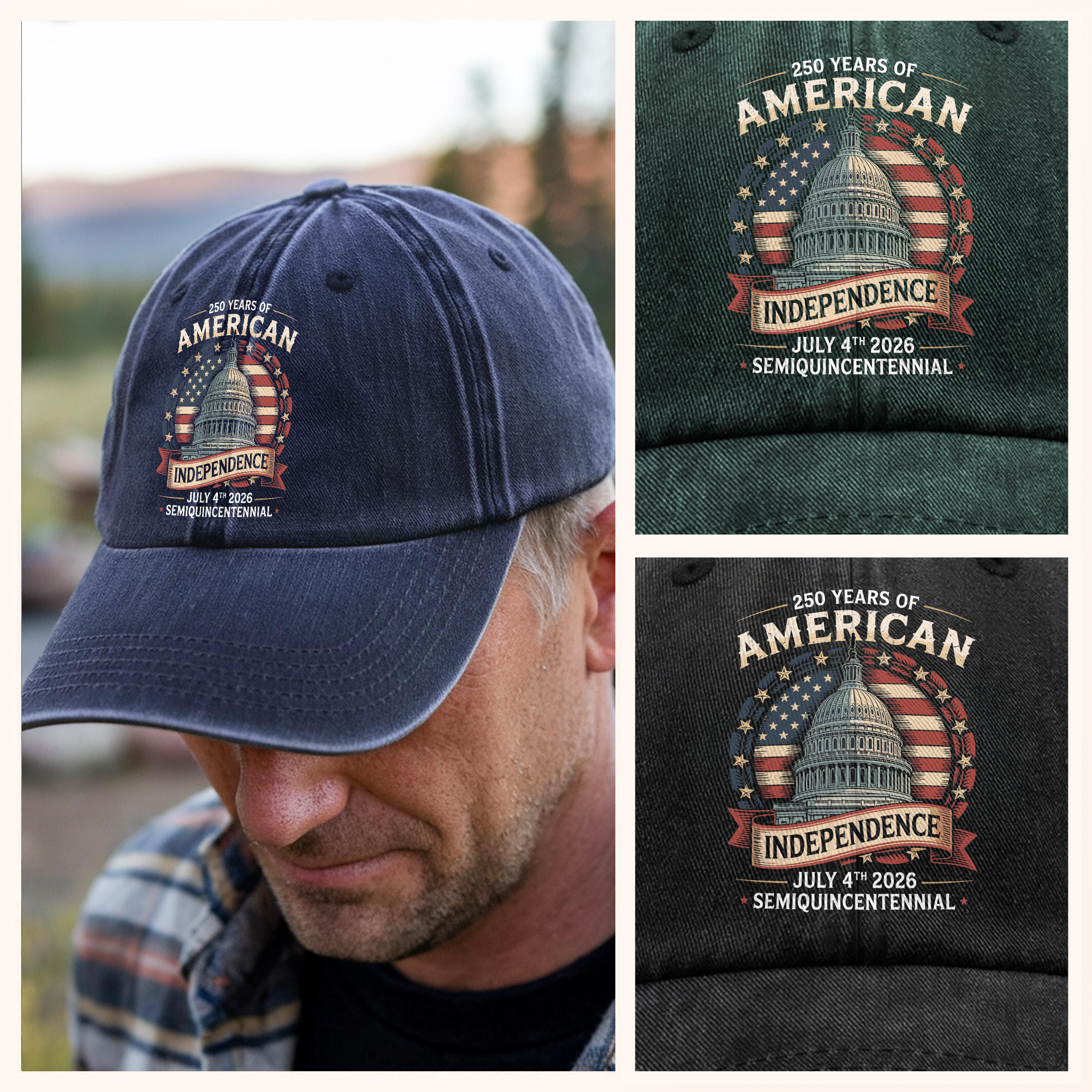 250 Years Of America Washed Denim Baseball Cap TH10 894661 - Image 5