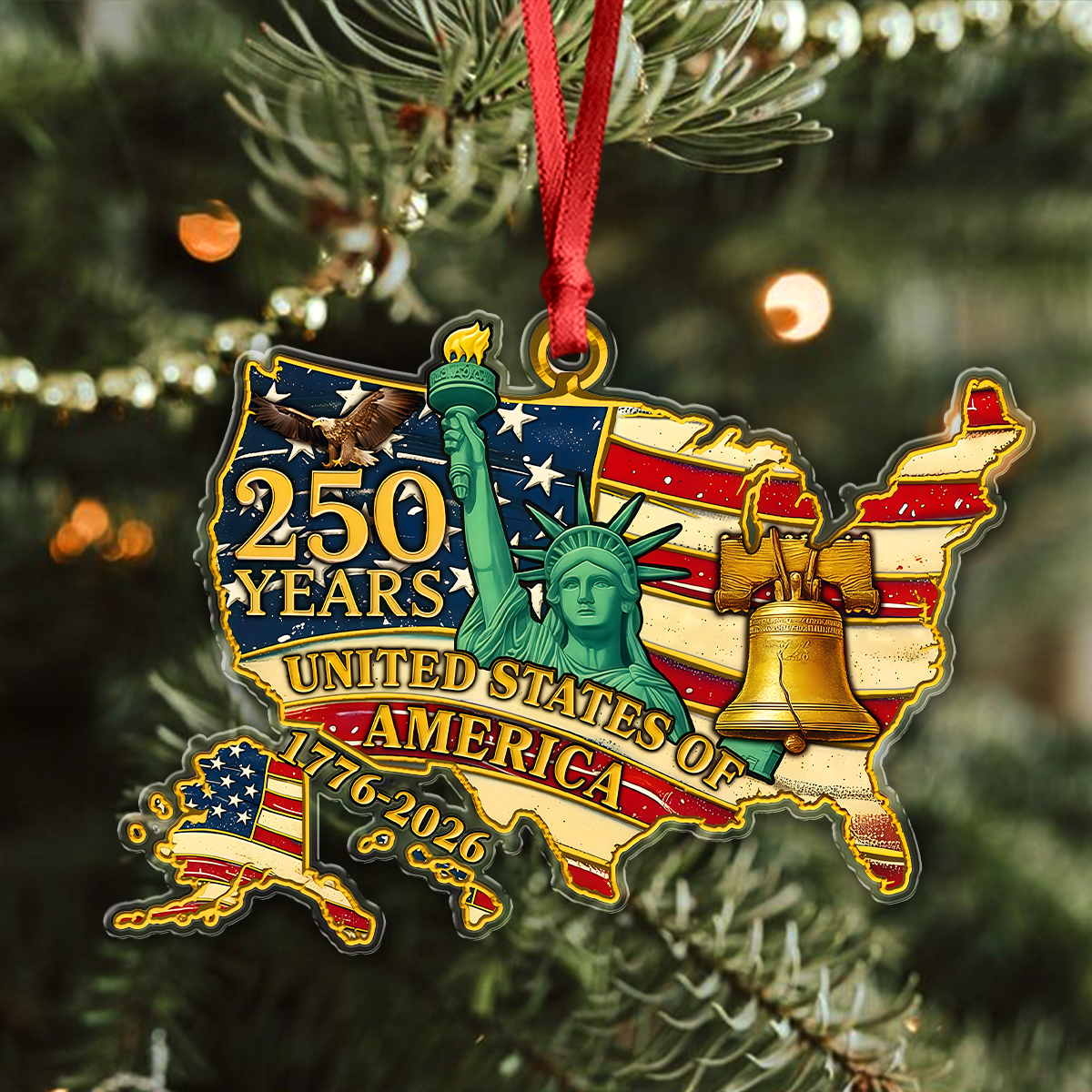 250 Years Of American Flag Liberty Eagle Acrylic Ornament Decor Gift HO82 900366 - Image 4