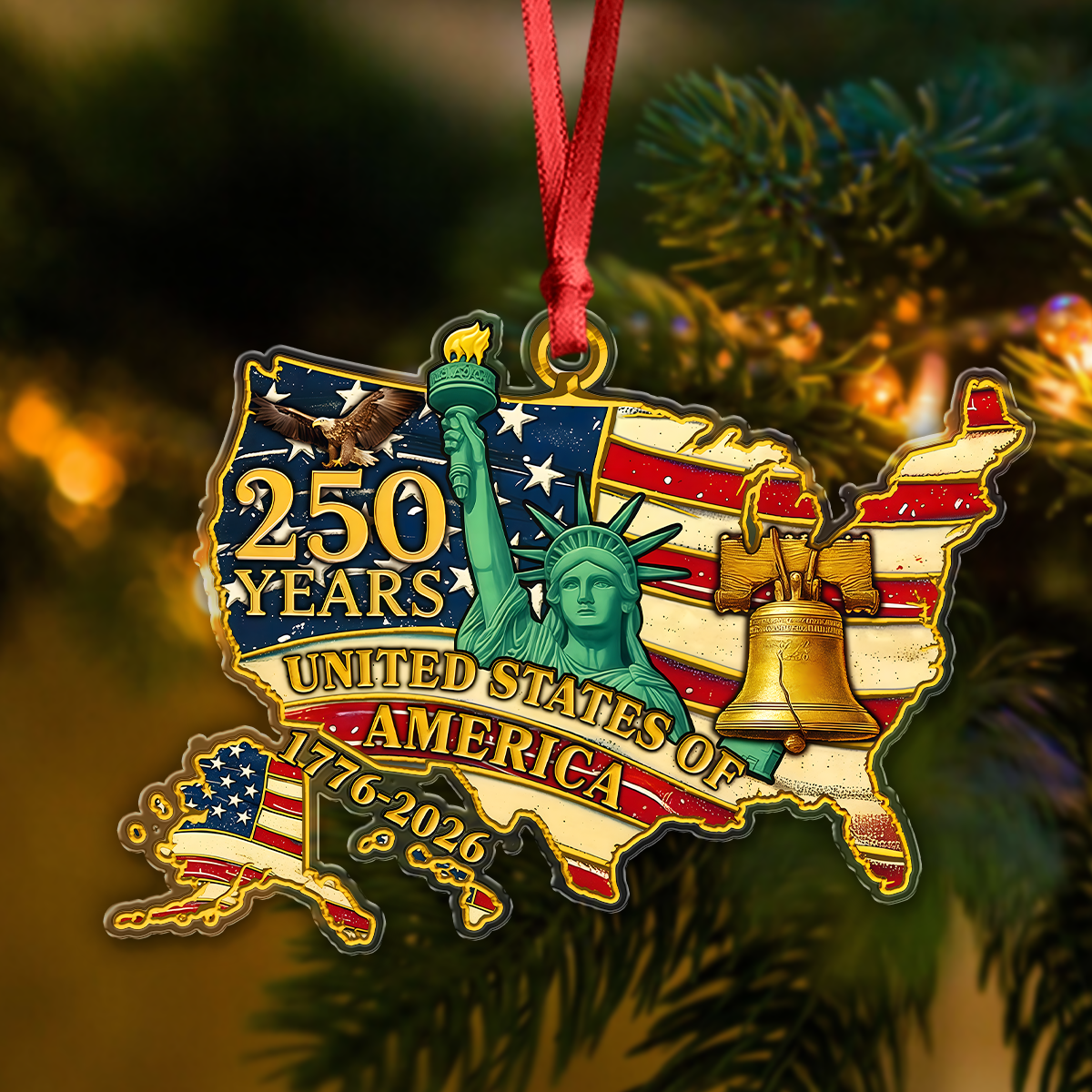 250 Years Of American Flag Liberty Eagle Acrylic Ornament Decor Gift HO82 900366 - Image 5