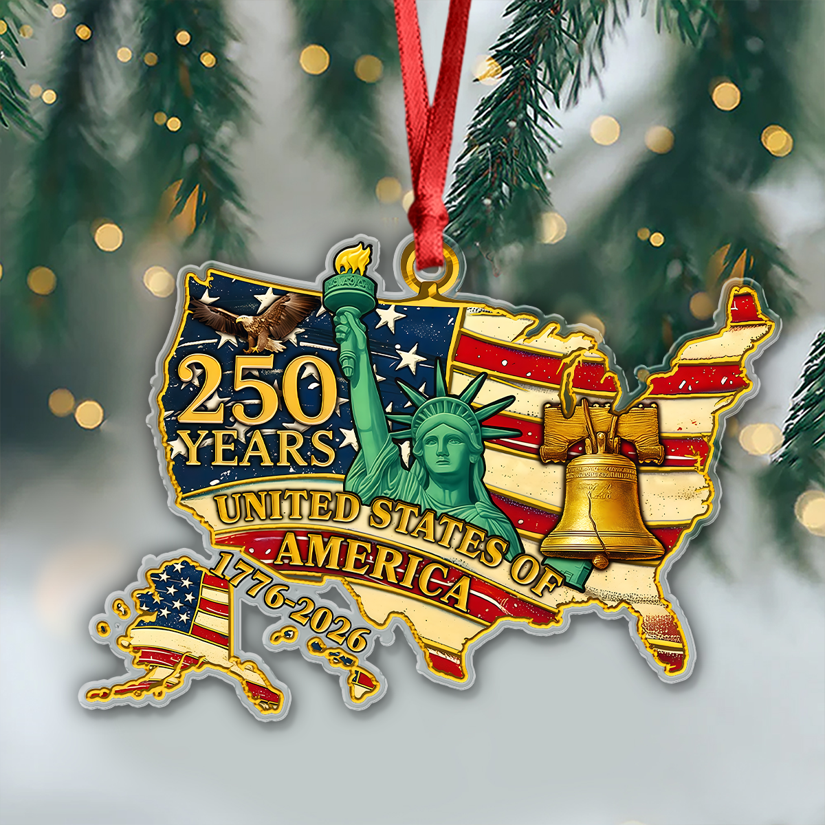 250 Years Of American Flag Liberty Eagle Acrylic Ornament Decor Gift HO82 900366 - Image 7