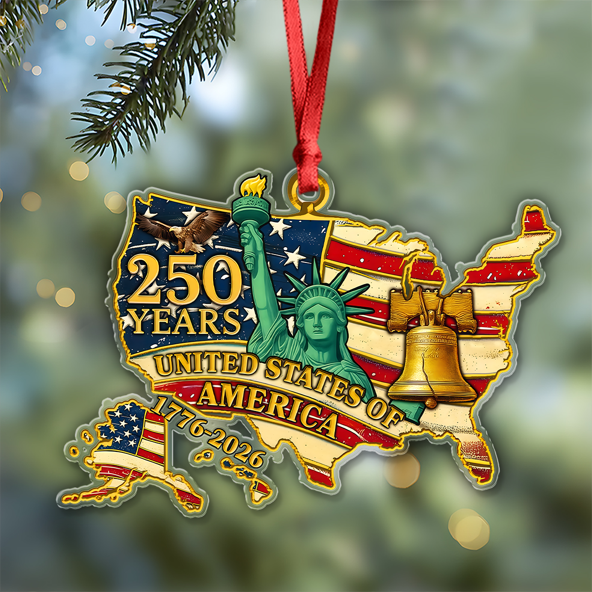250 Years Of American Flag Liberty Eagle Acrylic Ornament Decor Gift HO82 900366 - Image 3