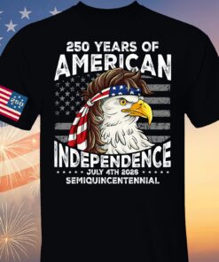 250 Years Of American Flag Shirt | Happy 250th Birthday USA | Patriotic 4th Of July Tee | America 250th Anniversary | Independence Day Front & Sleeve Right Print Shirt
