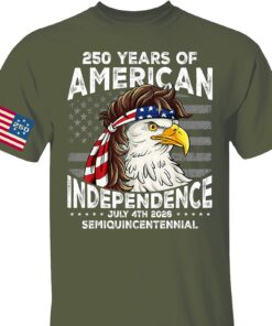 Alternative view of 250 Years Of American Flag Shirt | Happy 250th Birthday USA | Patriotic 4th Of July Tee | America 250th Anniversary | Independence Day Front & Sleeve Right Print Shirt