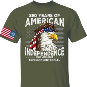 Alternative view of 250 Years Of American Flag Shirt | Happy 250th Birthday USA | Patriotic 4th Of July Tee | America 250th Anniversary | Independence Day Front & Sleeve Right Print Shirt 682581