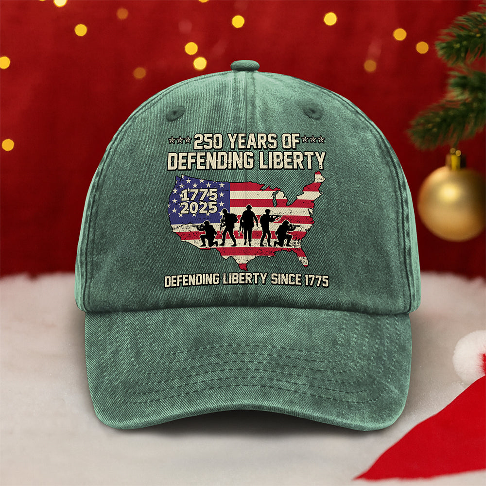 250 Years Of Defending Liberty Washed Denim Baseball Cap TH10 894689 - Image 3