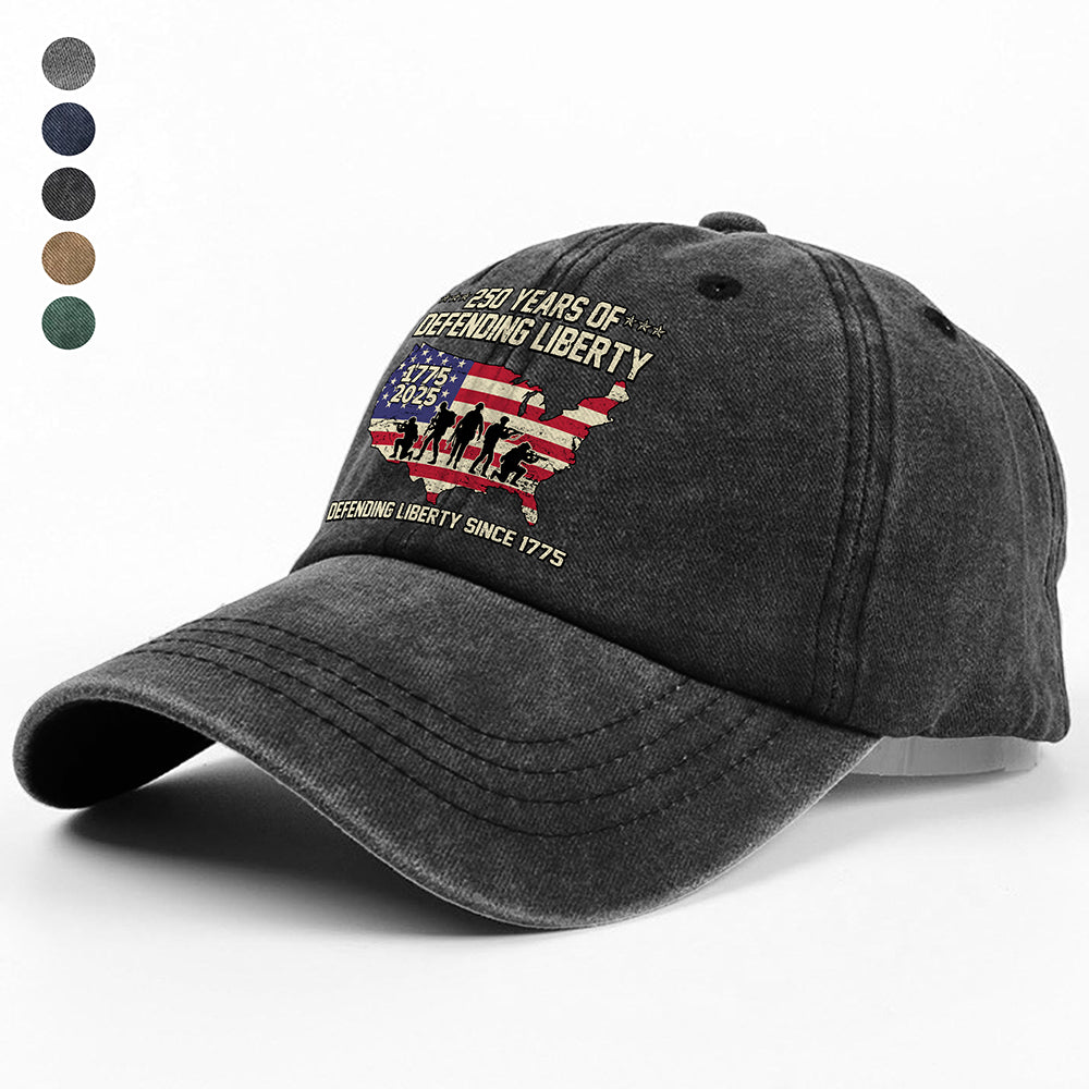 250 Years Of Defending Liberty Washed Denim Baseball Cap TH10 894689 - Image 6