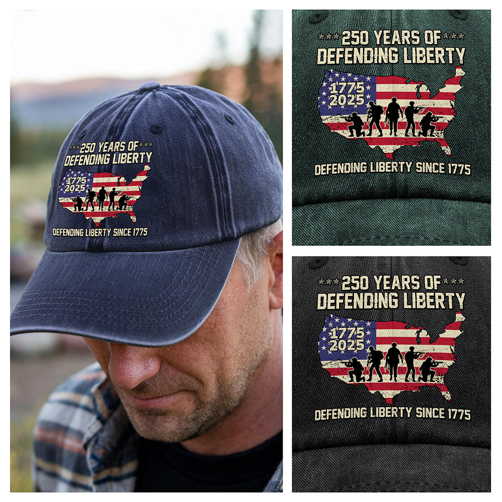 250 Years Of Defending Liberty Washed Denim Baseball Cap TH10 894689 - Image 4