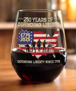 Alternative view of 250 Years Of Defending Liberty Wine Glass