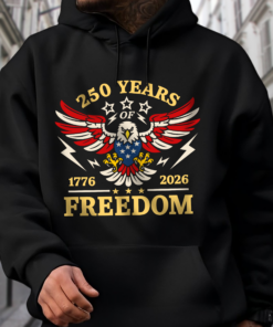 Alternative view of 250 Years Of Freedom 1776 - 2026 USA 250th Anniversary Dark Shirt