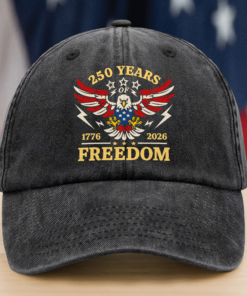 250 Years Of Freedom 1776 - 2026 USA 250th Anniversary Washed Denim Baseball Cap