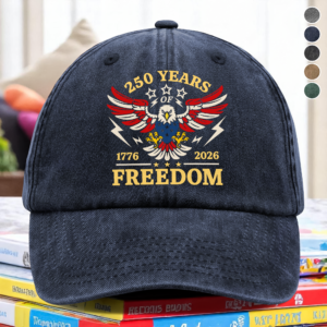 Alternative view of 250 Years Of Freedom 1776 - 2026 USA 250th Anniversary Washed Denim Baseball Cap HA75 898052