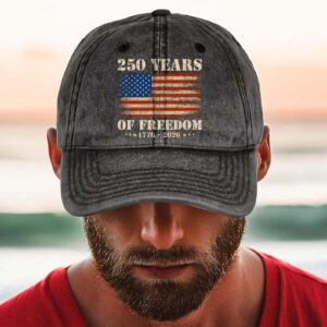Alternative view of 250 Years Of Freedom 1776-2026 Printed Vintage Washed Denim Baseball Cap | Patriotic 4th Of July Hat 683522