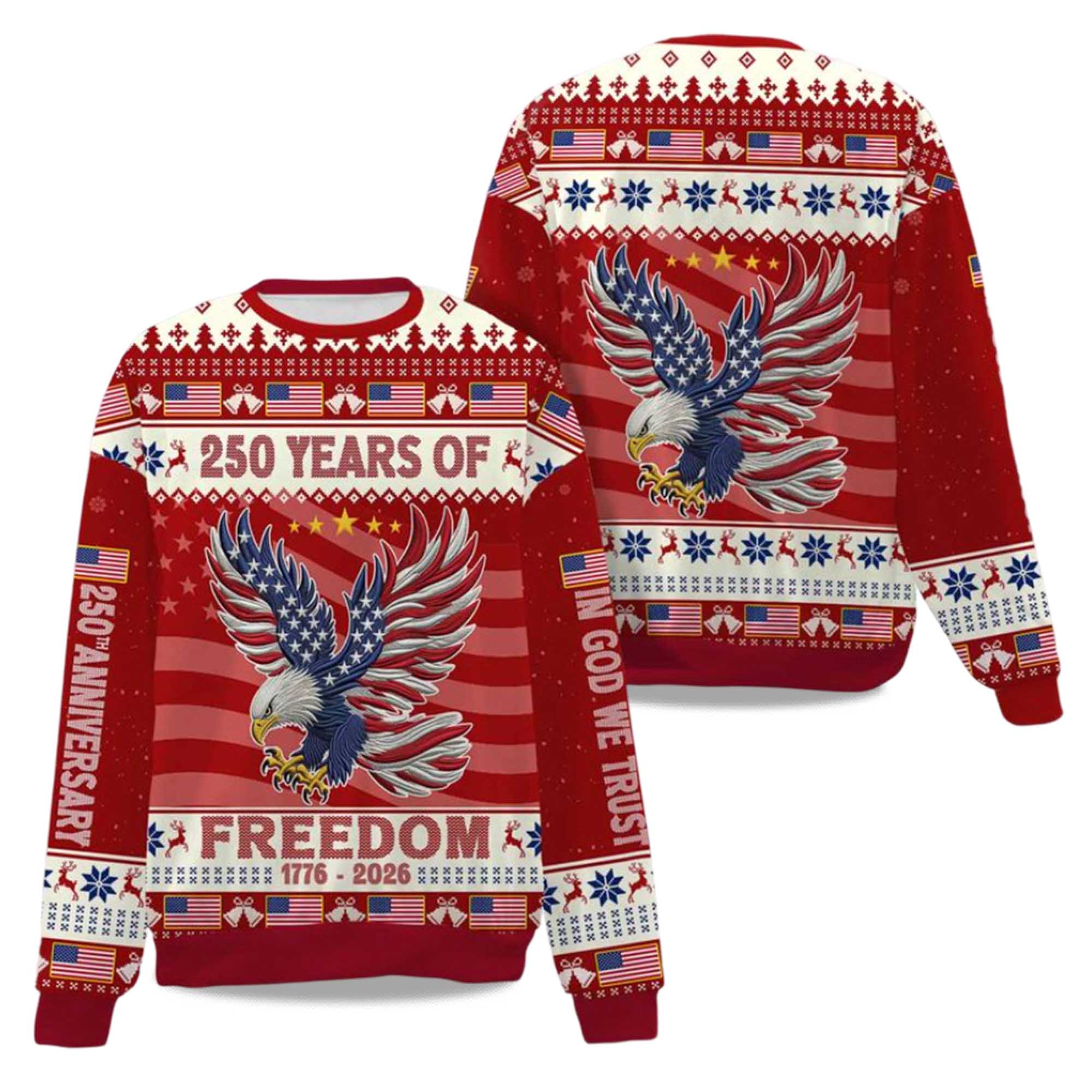 Alternative view of 250 Years Of Freedom 1776-2026 Ugly Christmas Sweater 2025