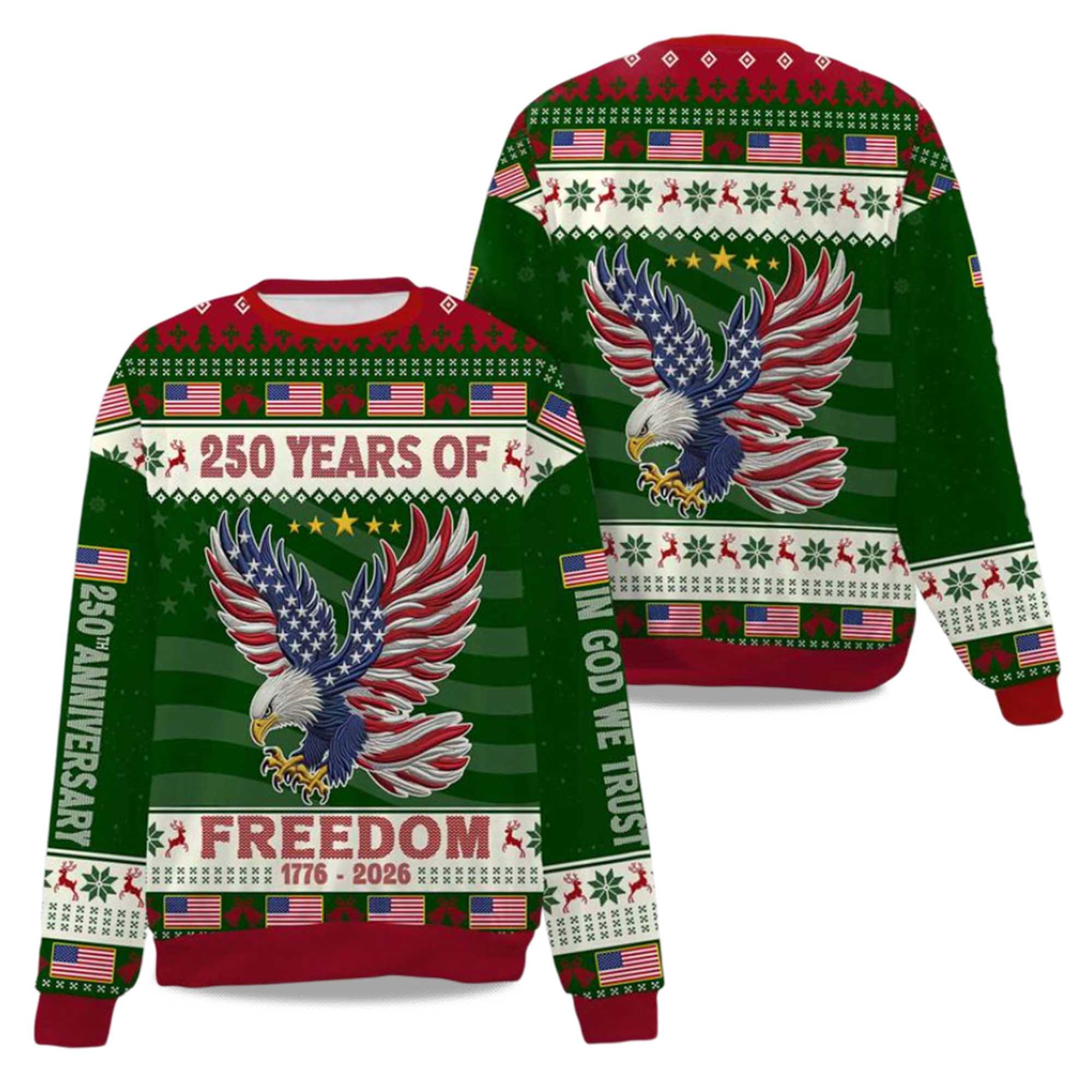 250 Years Of Freedom 1776-2026 Ugly Christmas Sweater 2025 - Image 4