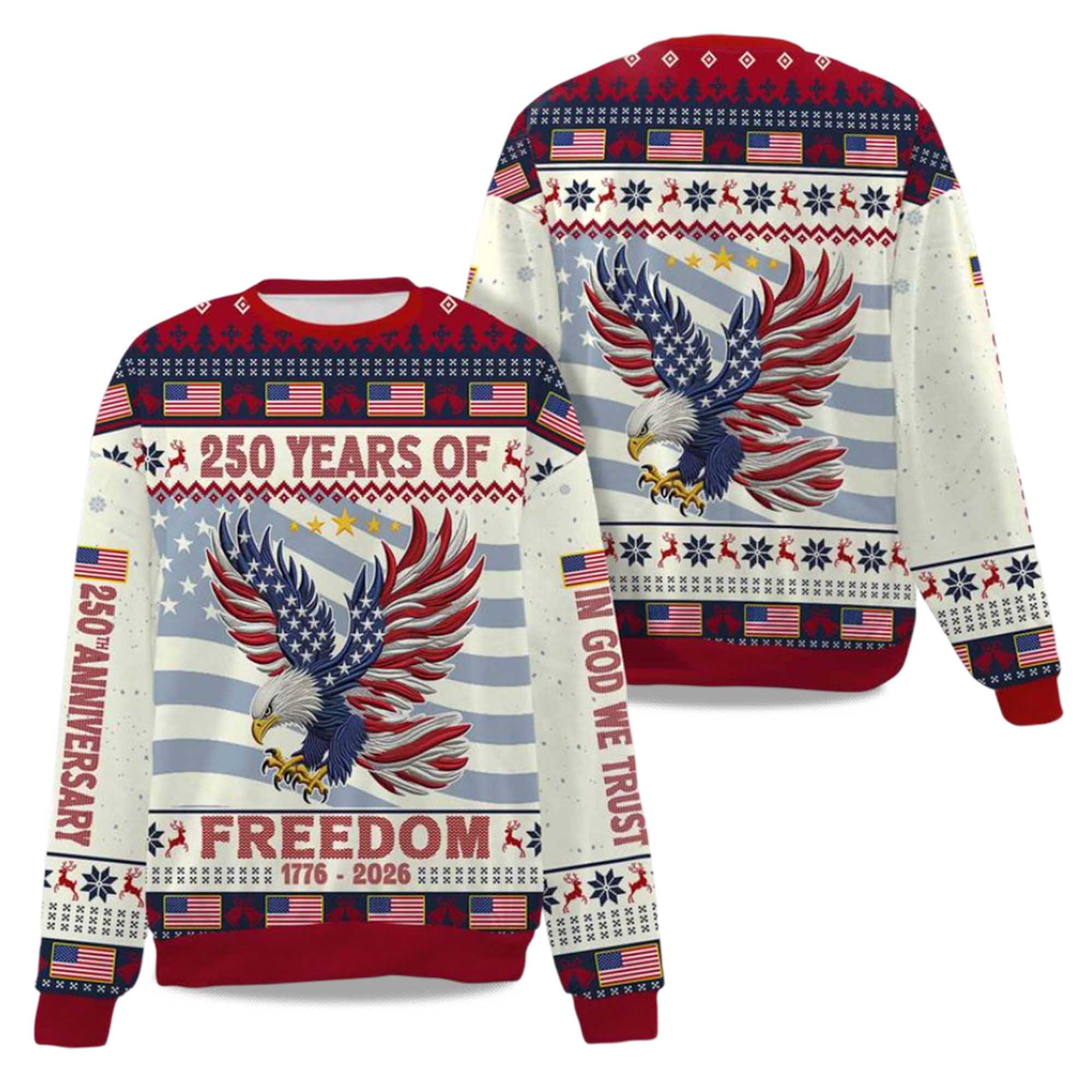 250 Years Of Freedom 1776-2026 Ugly Christmas Sweater 2025 - Image 5