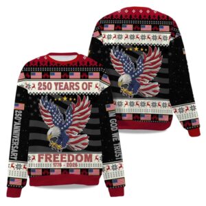 250 Years Of Freedom 1776-2026 Ugly Christmas Sweater 2025