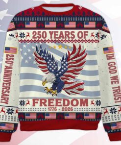 Alternative view of 250 Years Of Freedom 1776-2026 Ugly Sweater, In God We Trust All-Over-Printed Sweatshirt