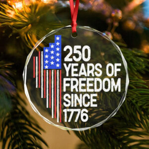 Alternative view of 250 Years Of Freedom 250th Birthday America Flag 4th Of July Glass Ornament HO82 894806