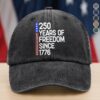 250 Years Of Freedom 250th Birthday America Flag 4th Of July Washed Denim Baseball Cap HO82 894804