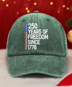 Alternative view of 250 Years Of Freedom 250th Birthday America Flag 4th Of July Washed Denim Baseball Cap