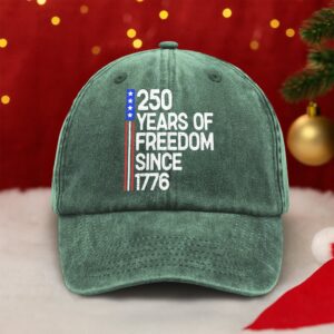 Alternative view of 250 Years Of Freedom 250th Birthday America Flag 4th Of July Washed Denim Baseball Cap HO82 894804